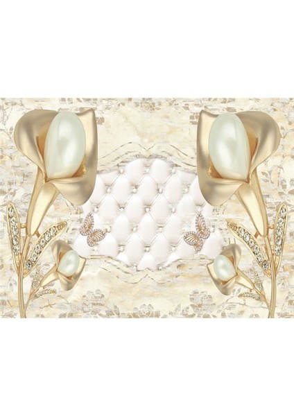 3D Inci Çiçek Duvar Kağıdı Vinil