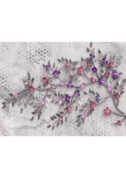 3D Ağaç Dalı Çiçek Desen Duvar Kağıdı Vinil