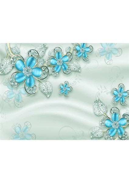 3D Pırlanta Taşlı Çiçekler Tasarım Duvar Kağıdı Vinil