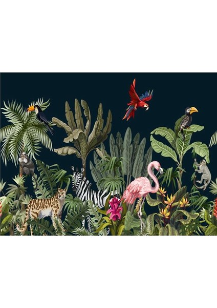 3D Tropikal Tasarım Duvar Kağıdı Kanvas Tek Parca