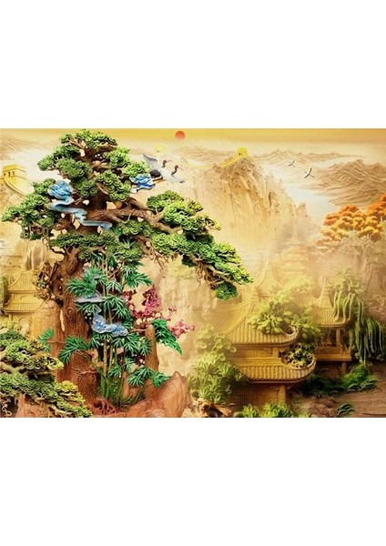 3D Ağaç Kabartma Görünümlü Duvar Kağıdı Vinil