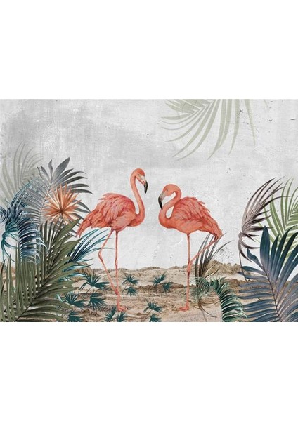 Tropikal Yapraklı Ağaçlar 3D Duvar Kağıdı Kanvas Tek Parca