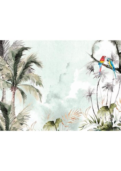 Tropikal Yapraklar Ağaçlar 3D Duvar Kağıdı Kanvas Tek Parca