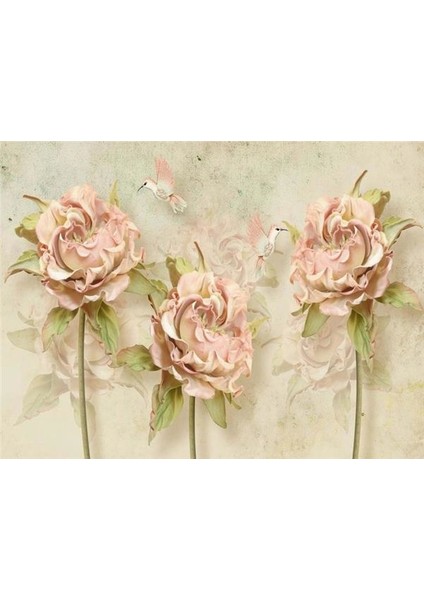 Çiçek Desen 3D Özel Tasarım Duvar Kağıdı 0131 Kanvas Tek Parca