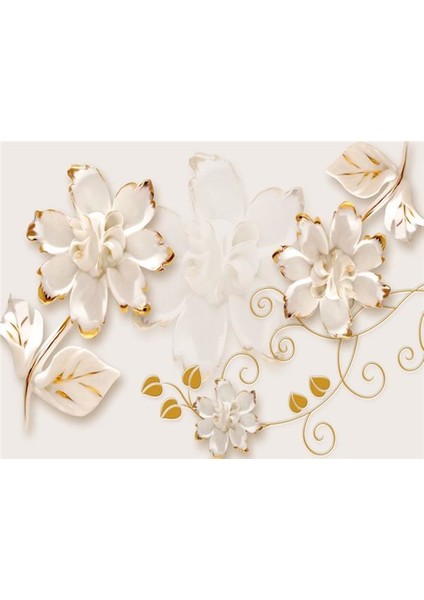 Çiçek Desen 3D Özel Tasarım Duvar Kağıdı 038 Kanvas Tek Parca