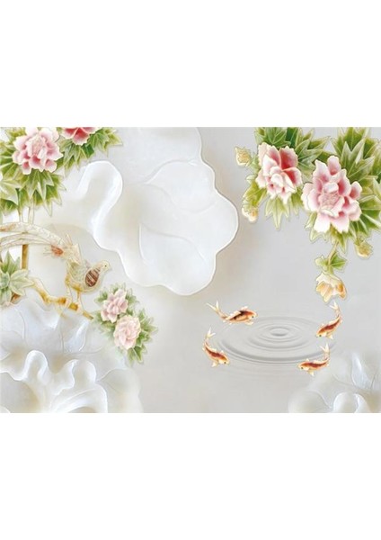 Çiçek Desen 3D Özel Tasarım Duvar Kağıdı 009 Vinil