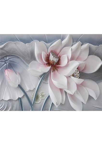 Çiçek Desen 3D Özel Tasarım Duvar Kağıdı 0123 Kanvas Tek Parca