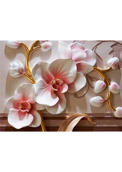 Çiçek Desen 3D Özel Tasarım Duvar Kağıdı 0120 Kanvas Tek Parca