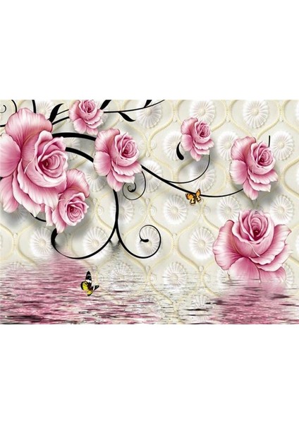 Çiçek Desen 3D Özel Tasarım Duvar Kağıdı 063 Kanvas Tek Parca