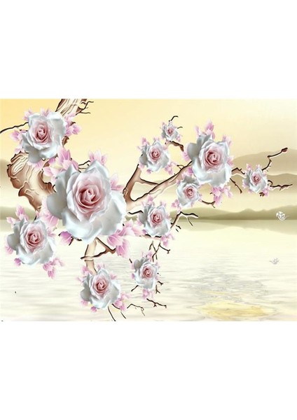 Çiçek Desen 3D Özel Tasarım Duvar Kağıdı 045 Vinil