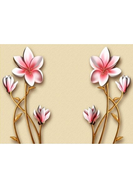 Çiçek Desen 3D Özel Tasarım Duvar Kağıdı 059 Kanvas Tek Parca