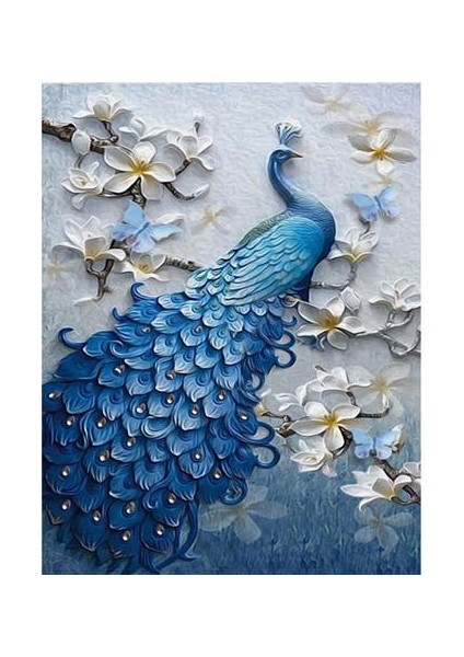 Tavus Kuşu Özel Tasarım 3D Duvar Kağıdı Kanvas Tek Parca