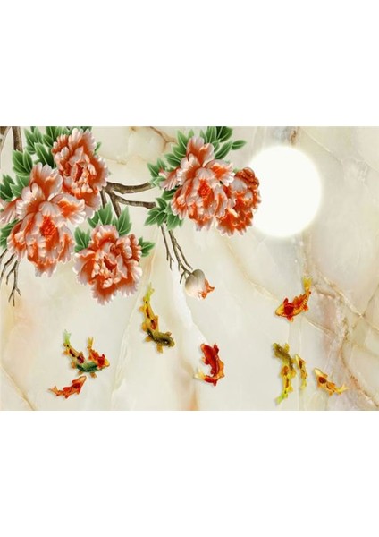 Çiçek Desen 3D Özel Tasarım Duvar Kağıdı 033 Kanvas Tek Parca