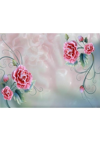 Çiçek Desen 3D Özel Tasarım Duvar Kağıdı 037 Vinil