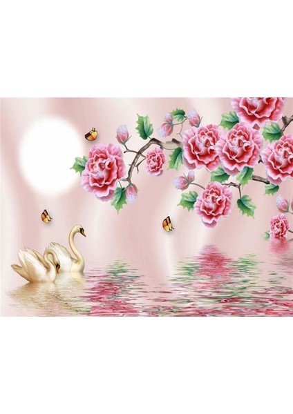 Çiçek Desen 3D Özel Tasarım Duvar Kağıdı 034 Kanvas Tek Parca