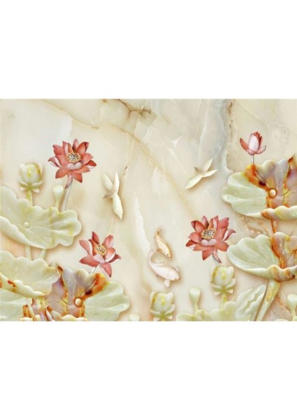 Çiçek Desen 3D Özel Tasarım Duvar Kağıdı 018 Kanvas Tek Parca
