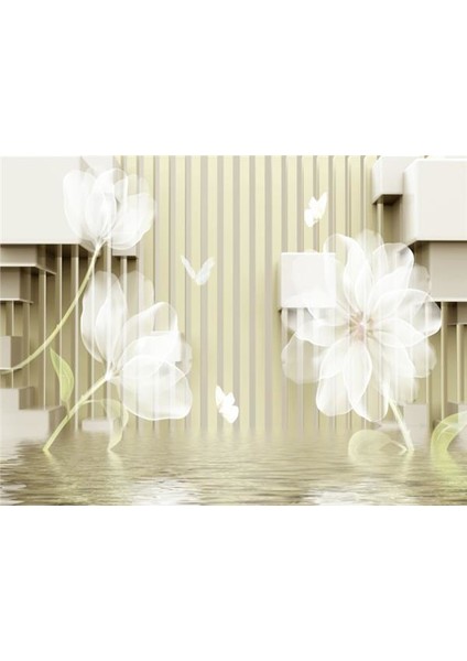 Çiçek Desen 3D Özel Tasarım Duvar Kağıdı 041 Kanvas Tek Parca