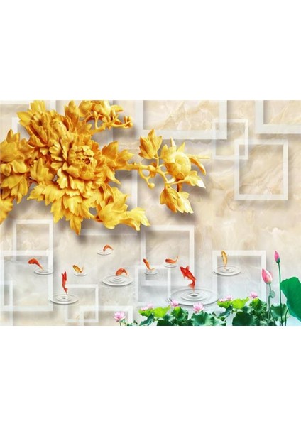 Çiçek Desen 3D Özel Tasarım Duvar Kağıdı 053 Vinil