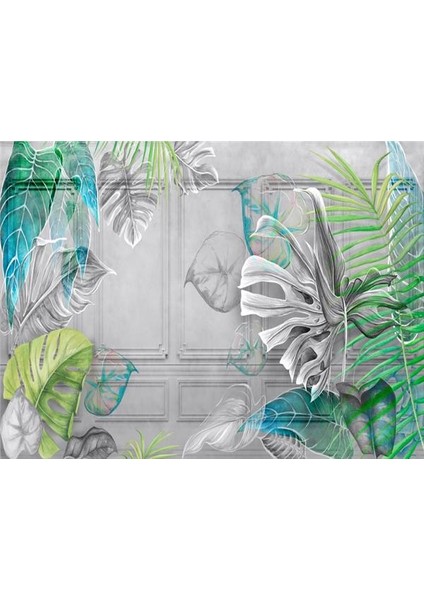 Tropikal Yapraklar Özel Tasarım Duvar Kağıdı Vinil