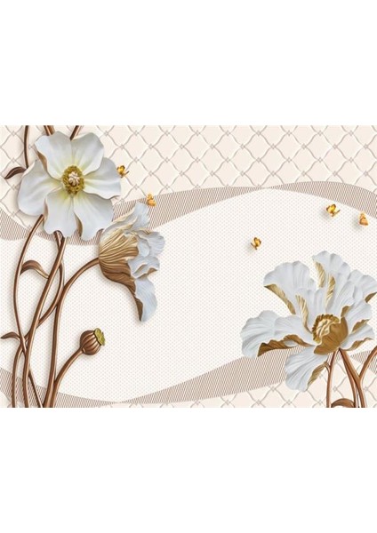 Çiçek Desen 3D Özel Tasarım Duvar Kağıdı 056 Kanvas Tek Parca