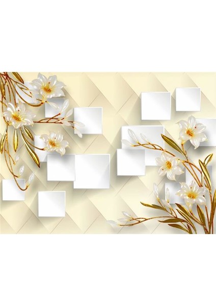 Çiçek Desen 3D Özel Tasarım Duvar Kağıdı 042 Kanvas Tek Parca