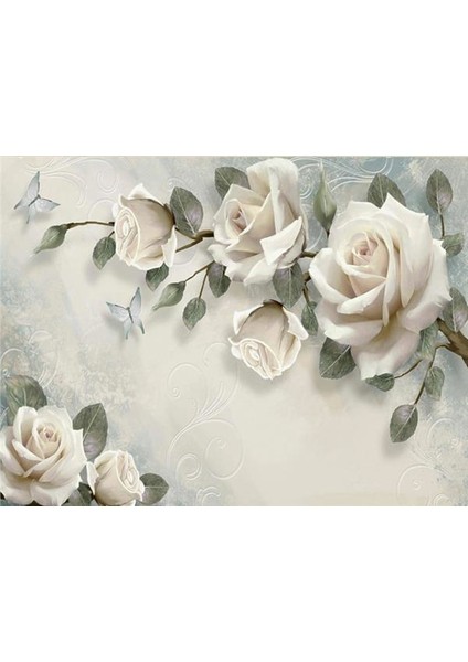 Çiçek Desen 3D Özel Tasarım Duvar Kağıdı 0114 Kanvas Tek Parca