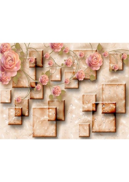Çiçek Desen 3D Özel Tasarım Duvar Kağıdı 079 Kanvas Tek Parca