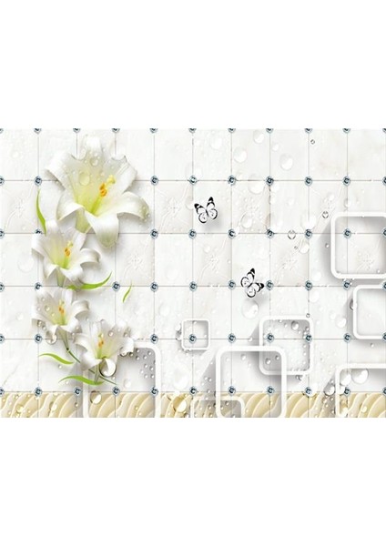 Çiçek Desen 3D Özel Tasarım Duvar Kağıdı 075 Vinil