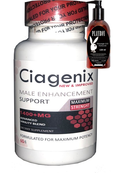 Ciagenix For Men Biggerharder 60LI Erkeklere Özel 1 Aylık Kullanım + Playboy Masaj Yağı 120 ml