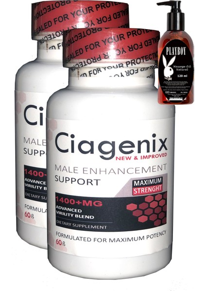 Ciagenix For Men Biggerharder 60LI Erkeklere Özel 2 Aylık Kullanım + Playboy Masaj Yağı 120 ml