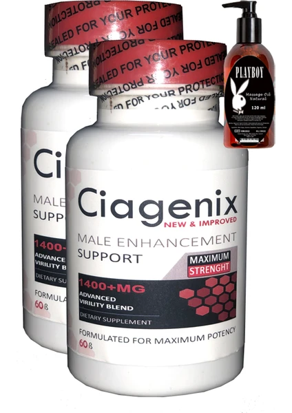 Ciagenix For Men Biggerharder 60LI Erkeklere Özel 2 Aylık Kullanım + Playboy Masaj Yağı 120 ml