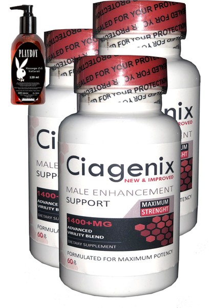 Ciagenix For Men Biggerharder 60LI Erkeklere Özel 3 Aylık Kullanım + Playboy Masaj Yağı 120 ml