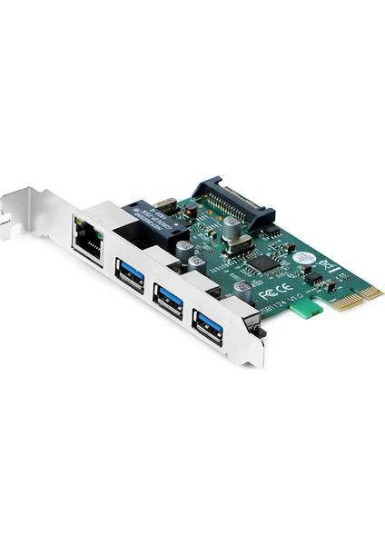 PCIe x1 - 3 Adet USB 3.0 + Gigabit Ethernet Dönüştürücü Ağ Adaptörü (DK-NT-PEGLANU3)