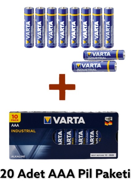 Endüstriyel Aaa Ince Kalem Pil 1.5V Alkalin 20'li