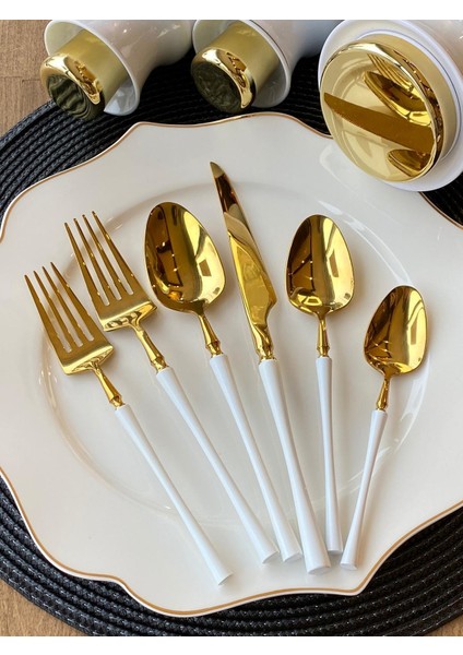 Exclusive Solingen Royal White Parlak 36 Parça 6 Kişilik Çatal Kaşık Bıçak Takımı