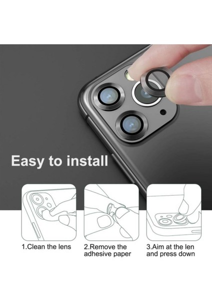 Apple iPhone 11 Pro Metal Çerçeveli Kamera Koruma Lensi