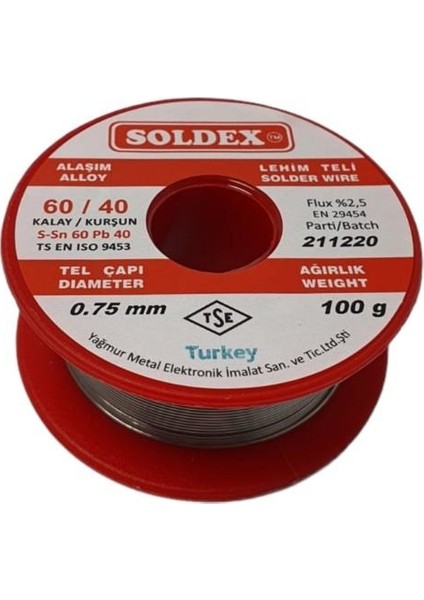 100 gr 0.75 mm 60/40 Lehim Teli