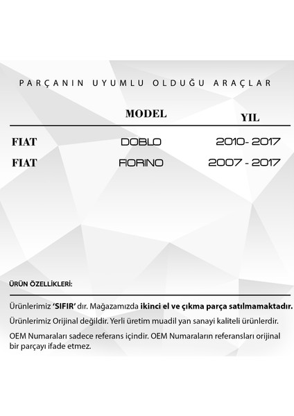 Fiat Doblo Fiorino Için Bagaj Kilit Tamir Dişlisi