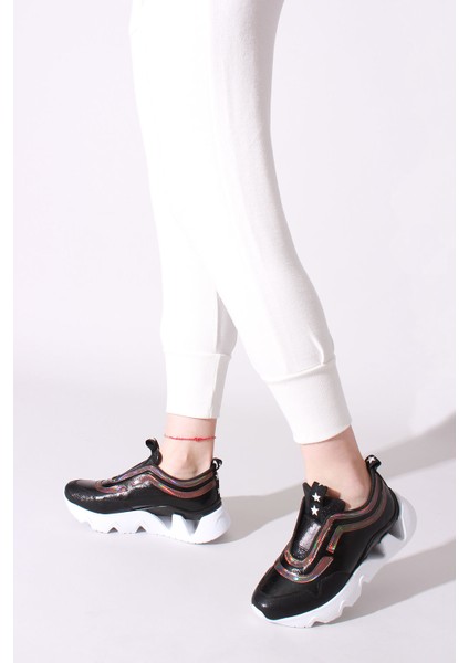 Plus Siyah Platin Kadın Spor Ayakkabı