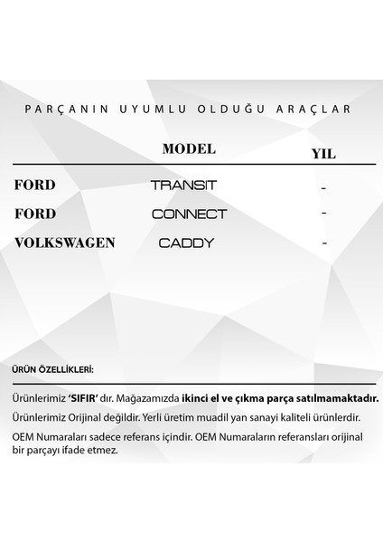 Alpha Auto Part Ford Connect Için Orta Kapı Kilit Dişli Takımı