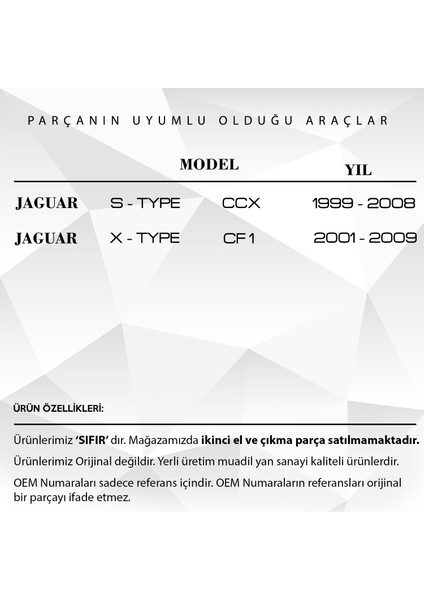 Jaguar S-Type, X-Type Için Koltuk Dişlisi Metal Milli 14 cm