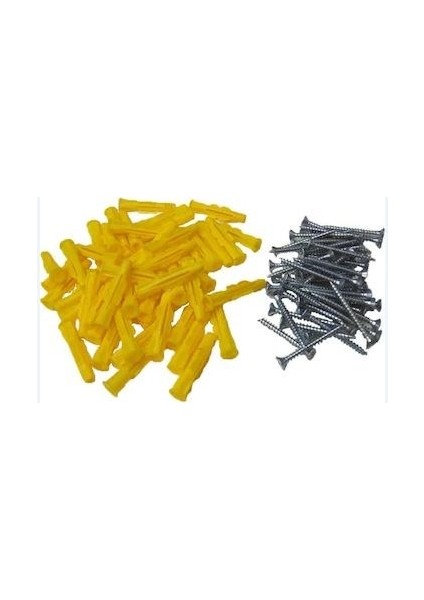 8 mm Roket Dübeli 5X50 mm Vidası Dübel Vida Seti 100 Adet