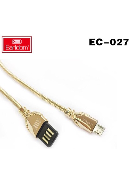 Earldom Android Telefonlar Için 3A Data ve Zırhlı Hızlı Şarj Kablo Gold Metal fiyatları