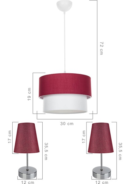Yatak Odası Aydınlatma Set Bordo