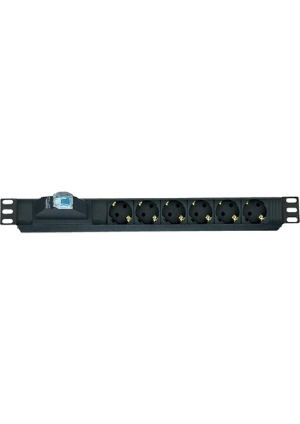 19" 1U 6lı Sigortalı Priz Modülü Metal Gövdeli AA-PRZ01U19-6S-AL
