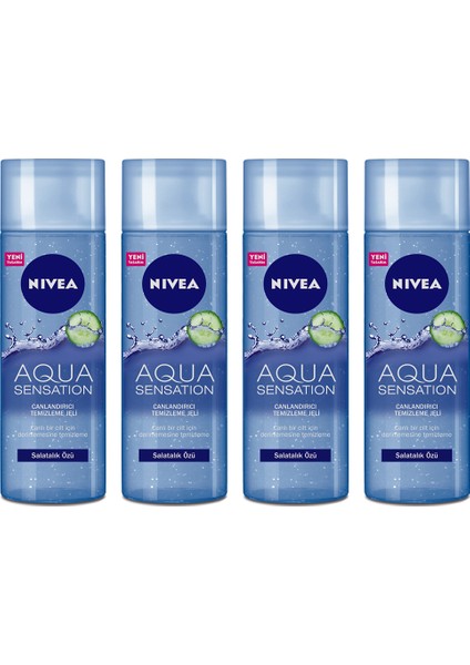 Aqua Sensation Salatalık Özlü Canlandırıcı Temizleme Jeli 200 ml x 4 Adet