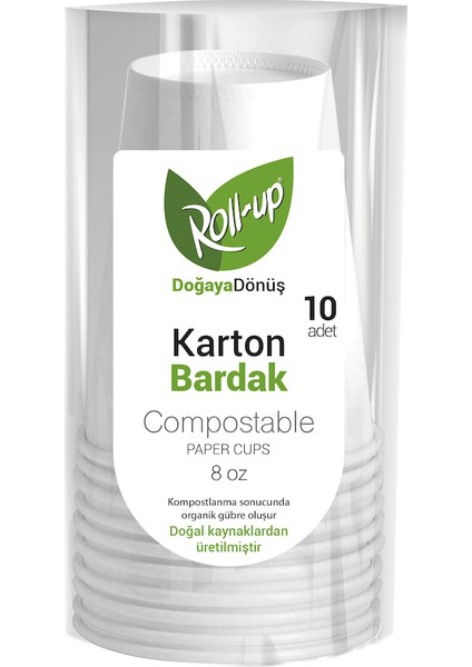 Doğa Dostu Kompost Bardak 8 oz – 10’lu Paket