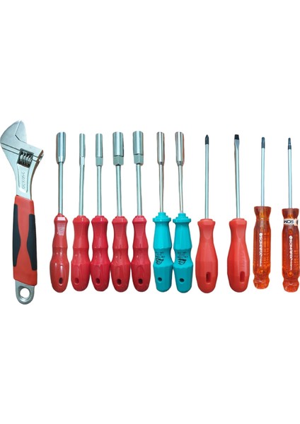 Lokma Tornavida 6-8-9-10-11-12-13 mm Düz Yıldız Tornavida + Kurbağacık 250 mm 10 Inc