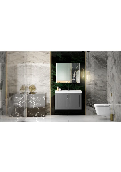 KAREN BANYO ARİN BANYO DOLABI TAKIMI MDF 60 CM ANTRASİT