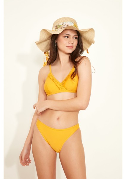 Üçgen Fırfırlı Bikini Takım 3090 Sarı fiyatları